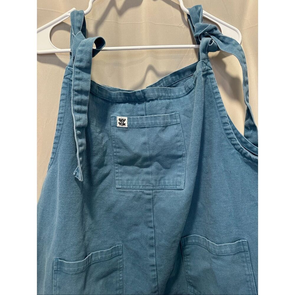 Lucy & Yak Organic Cotton Tie Shoulder Dungarees Overalls Slate Blue XXL - Picture 2 of 7